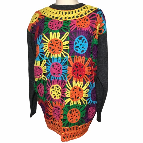 Unique Jubiana Chunky Sweater 90s Style Ladies S Embroidered - Picture 2 of 7